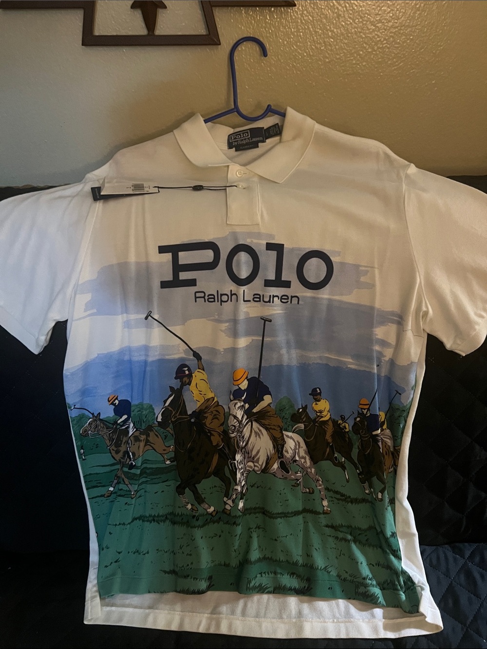 Polo by Ralph Lauren White Polo with Multicolor Equestrian Print